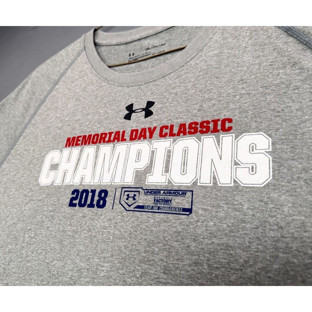 Under Armour HeatGear Mens 2XL Grey Memorial Day Baseball Graphic T-Shirt Loose
